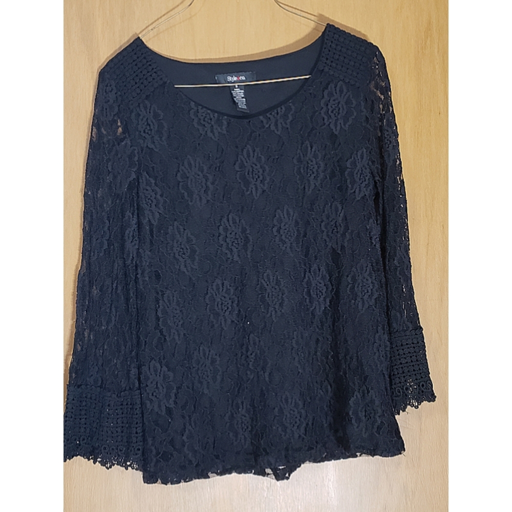 Black lace shirt.
